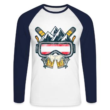 T-shirt Après-ski Autriche Bière Alcool Sport - T-shirt baseball manches longues Homme - blanc/marine - Devant - Nik (191cm)