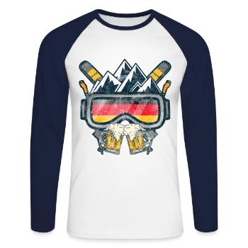 T-shirt Après-ski Allemagne Bière Alcool Sport - T-shirt baseball manches longues Homme - blanc/marine - Devant - Nik (191cm)