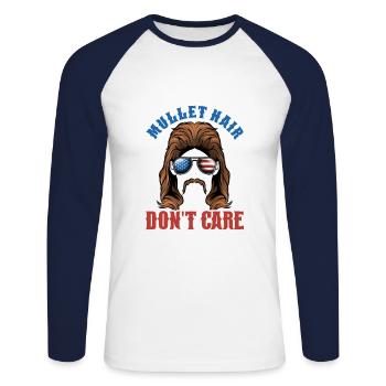 Déclaration de T-Shirt Moku Hair Don't Care Vokuhila - T-shirt baseball manches longues Homme - blanc/marine - Devant - Nik (191cm)