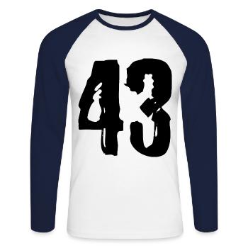 Maillot numéro 43 - T-shirt baseball manches longues Homme - blanc/marine - Devant - Nik (191cm)