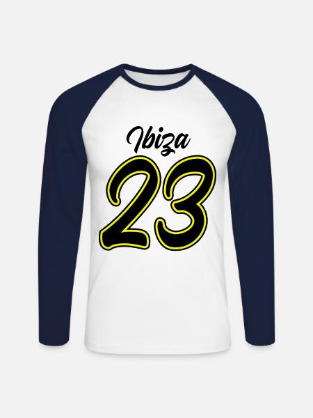 Ibiza 23 - Unisex Baseballshirt langarm - Weiß/Navy
