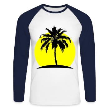 Symbole de la silhouette de la paume - T-shirt baseball manches longues Homme - blanc/marine - Devant - Nik (191cm)