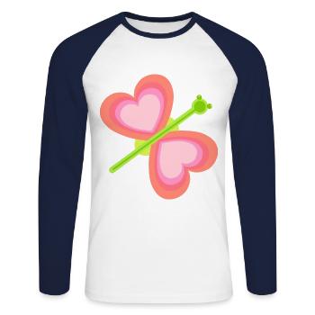 Rétro Vintage Insecte Papillon Papillon Enfant - T-shirt baseball manches longues Homme - blanc/marine - Devant - Nik (191cm)