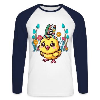 Chicken Chick Easter Chickens Child Kids Baby - Unisex Long Sleeve Baseball T-Shirt - white/navy - Front - Nik (191cm)