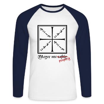 HEMA - Meyer me softly - simpel, für Helles - Unisex Baseballshirt langarm - Weiß/Navy - Vorne - Nik (191cm)