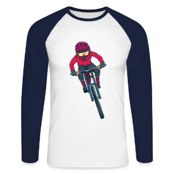 VTT VTT - T-shirt baseball manches longues Homme - blanc/marine - Devant - Nik (191cm)