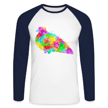 Splash Pigeon Friend - Unisex Baseballshirt langarm - Weiß/Navy - Vorne - Nik (191cm)