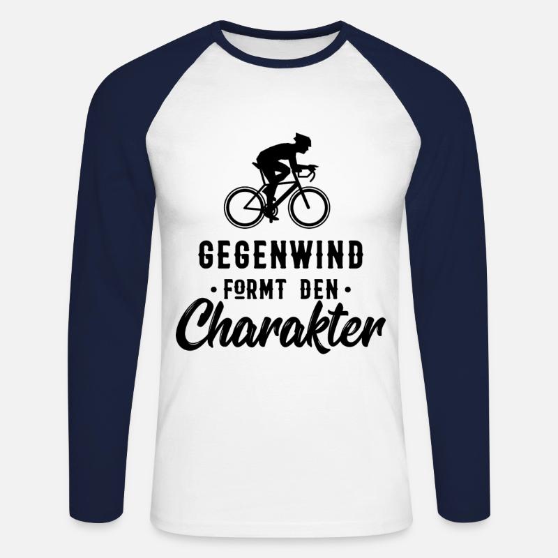 Fahrrad - Unisex Baseballshirt langarm - Weiß/Navy