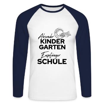 absender kindergarten empfänger schule 1 klasse - Unisex Baseballshirt langarm - Weiß/Navy - Vorne - Nik (191cm)