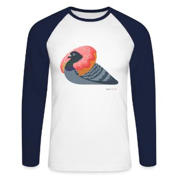 Dove Loves Donuts - But Only as Jewelry - Unisex Long Sleeve Baseball T-Shirt - white/navy - Front - Nik (191cm)