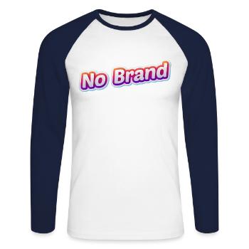 No Brand sticker style - Unisex Long Sleeve Baseball T-Shirt - white/navy - Front - Nik (191cm)