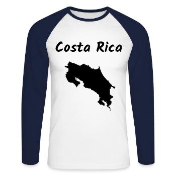 Costa Rica Mittelamerika Urlaub - Unisex Baseballshirt langarm - Weiß/Navy - Vorne - Nik (191cm)