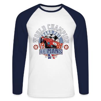 Vintage World Champion Speedway - Unisex Long Sleeve Baseball T-Shirt - white/navy - Front - Nik (191cm)