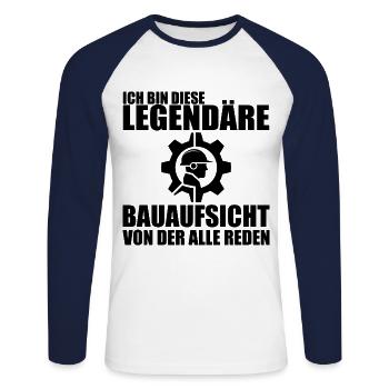 Bauleitung Baustelle Bauleiter Bauaufsicht - Unisex Baseballshirt langarm - Weiß/Navy - Vorne - Nik (191cm)