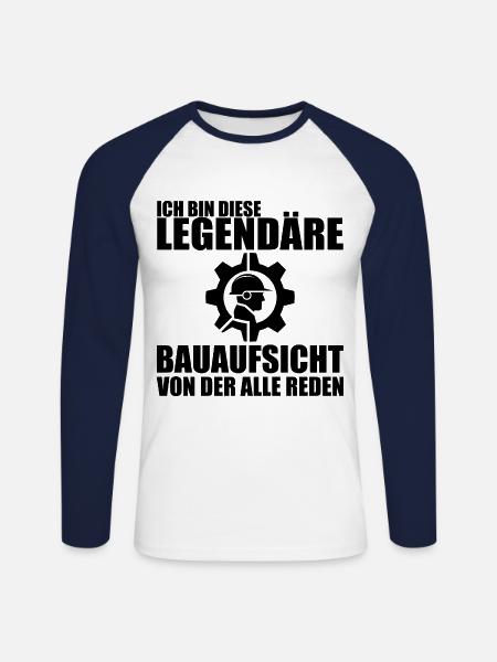 Bauleitung Baustelle Bauleiter Bauaufsicht - Unisex Baseballshirt langarm - Weiß/Navy