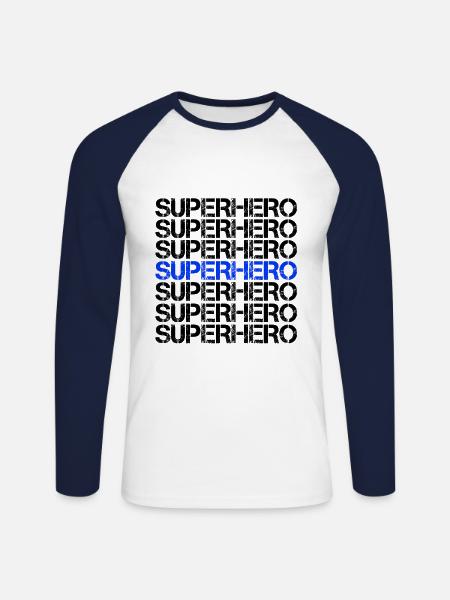 Superhero Superheld - Unisex Baseballshirt langarm - Weiß/Navy