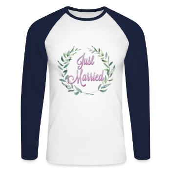 Just married - Unisex Long Sleeve Baseball T-Shirt - white/navy - Front - Nik (191cm)