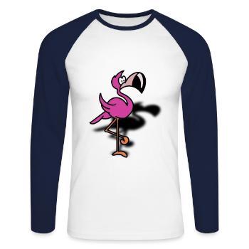 Flamingo Flamingo Flamingo - Unisex Long Sleeve Baseball T-Shirt - white/navy - Front - Nik (191cm)