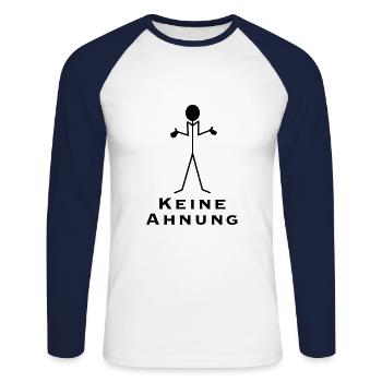 Strichmännchen Keine Ahnung - Unisex Baseballshirt langarm - Weiß/Navy - Vorne - Nik (191cm)