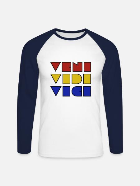 Veni vidi vici - Unisex Long Sleeve Baseball T-Shirt - white/navy