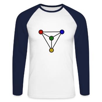 Design triangle chemistry - Unisex Long Sleeve Baseball T-Shirt - white/navy - Front - Nik (191cm)