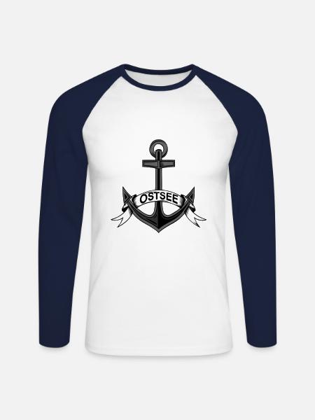 Baltic anchor - Unisex Long Sleeve Baseball T-Shirt - white/navy