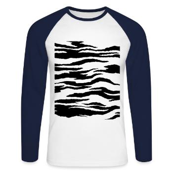 Tiger pattern costume - Unisex Long Sleeve Baseball T-Shirt - white/navy - Front - Nik (191cm)