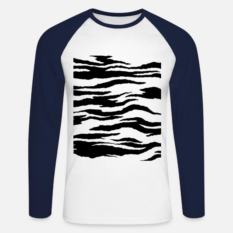 Tiger Muster Kostüm - Unisex Baseballshirt langarm - Weiß/Navy