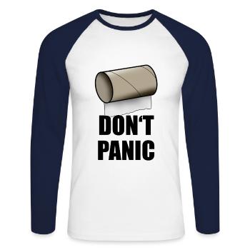 Don't panic toilet paper crisis - Unisex Long Sleeve Baseball T-Shirt - white/navy - Front - Nik (191cm)