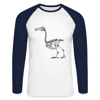 Dodo Skeleton - Unisex Long Sleeve Baseball T-Shirt - white/navy - Front - Nik (191cm)