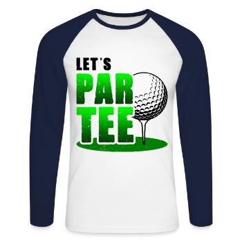Let's Par Tee Golf Player Golfing Golf Course Golf - Unisex Baseballshirt langarm - Weiß/Navy - Vorne - Nik (191cm)