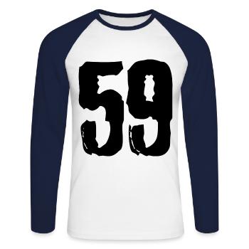 Maillot numéro 59 - T-shirt baseball manches longues Homme - blanc/marine - Devant - Nik (191cm)