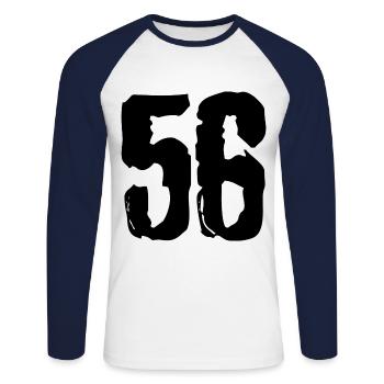 Maillot numéro 56 - T-shirt baseball manches longues Homme - blanc/marine - Devant - Nik (191cm)