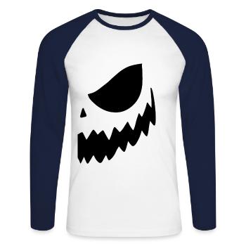 Partner Outfit Halloween Pumpkin - Unisex Long Sleeve Baseball T-Shirt - white/navy - Front - Nik (191cm)