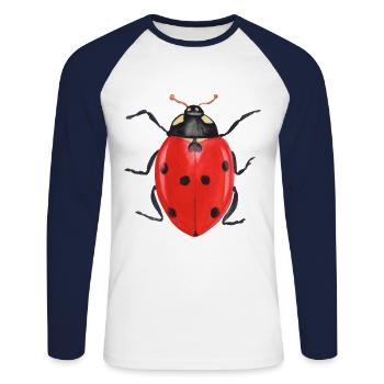 Ladybug Insects Idée cadeau T-shirt - T-shirt baseball manches longues Homme - blanc/marine - Devant - Nik (191cm)