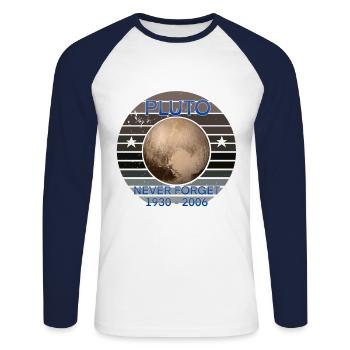 Pluto never forget - Unisex Long Sleeve Baseball T-Shirt - white/navy - Front - Nik (191cm)
