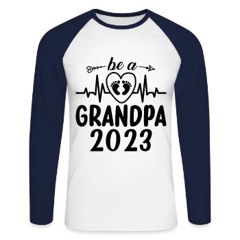 Werdender Opa 2023, 2023 werde ich Opa, 2023 Opa - Unisex Baseballshirt langarm - Weiß/Navy - Vorne - Nik (191cm)