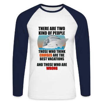 Lustiges Kreuzfahrt-Reisen Design - Unisex Baseballshirt langarm - Weiß/Navy - Vorne - Nik (191cm)