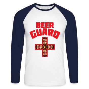 Funny outfit for the next party of beer - Unisex Long Sleeve Baseball T-Shirt - white/navy - Front - Nik (191cm)