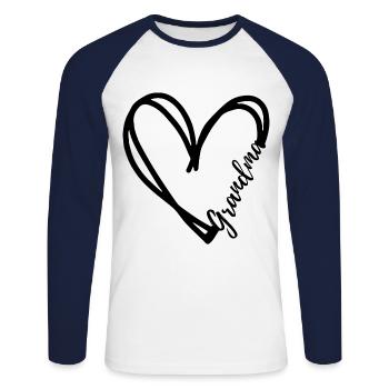 ICH LIEBE OMA. OMA GESCHENK. - Unisex Baseballshirt langarm - Weiß/Navy - Vorne - Nik (191cm)