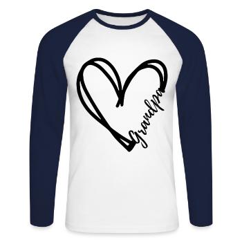 Cadeau de grand-père - T-shirt baseball manches longues Homme - blanc/marine - Devant - Nik (191cm)