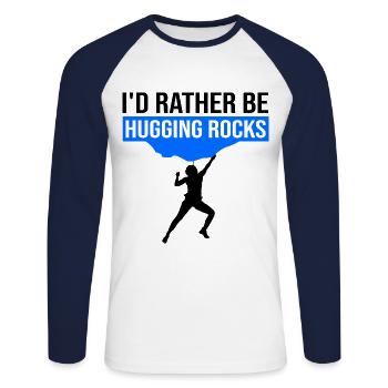 I'd Rather Be Hugging Rocks Bouldering Climbing Cl - Unisex Baseballshirt langarm - Weiß/Navy - Vorne - Nik (191cm)