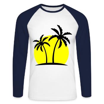 Symbole de Palm Island - T-shirt baseball manches longues Homme - blanc/marine - Devant - Nik (191cm)