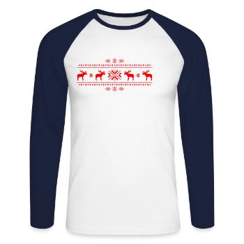 elche Elch Rentier Hirsch Weihnachten Norweger - Unisex Baseballshirt langarm - Weiß/Navy - Vorne - Nik (191cm)
