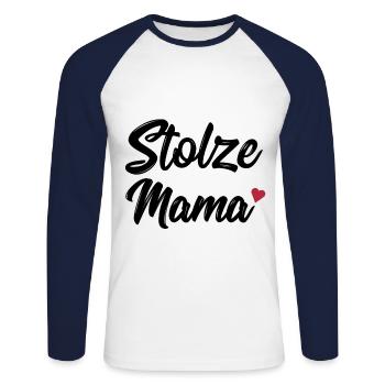 Stolze Mama - Unisex Baseballshirt langarm - Weiß/Navy - Vorne - Nik (191cm)
