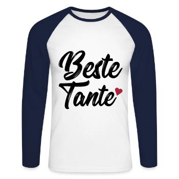 Best aunt - Unisex Long Sleeve Baseball T-Shirt - white/navy - Front - Nik (191cm)