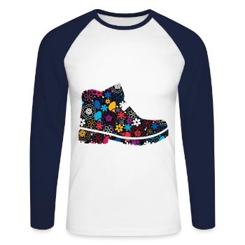 Hiking boots Hiking - Unisex Long Sleeve Baseball T-Shirt - white/navy - Front - Nik (191cm)