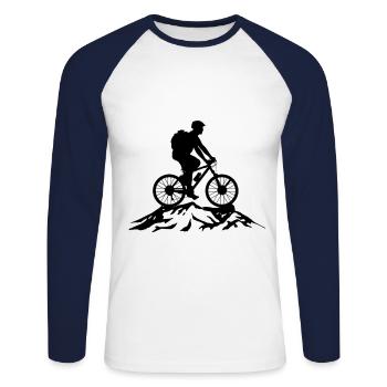 Mountain Bike Biker Mountain Bike Cyclist - Unisex Long Sleeve Baseball T-Shirt - white/navy - Front - Nik (191cm)