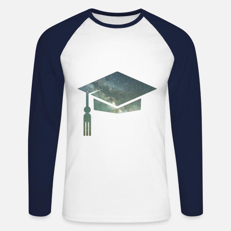 Mortarboard Doktorhut - Unisex Baseballshirt langarm - Weiß/Navy