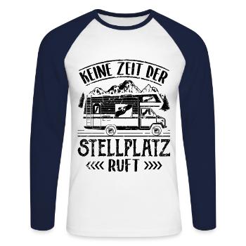 Wohnmobil Camper Wohnwagen - Unisex Baseballshirt langarm - Weiß/Navy - Vorne - Nik (191cm)